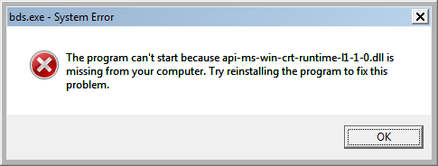 How To Fix The Api Ms Win Crt Runtime L1 1 0 Dll Is Missing Error For Delphi 10 Seattle The Curse Of Dennis D Spreen